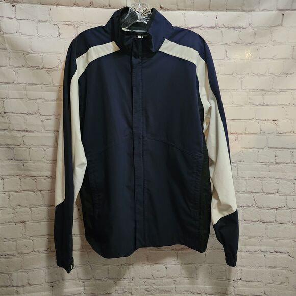 FootJoy Jacket Mens Medium Blue White Full Zip DryJoy Windbreaker Golf - Picture 1 of 14